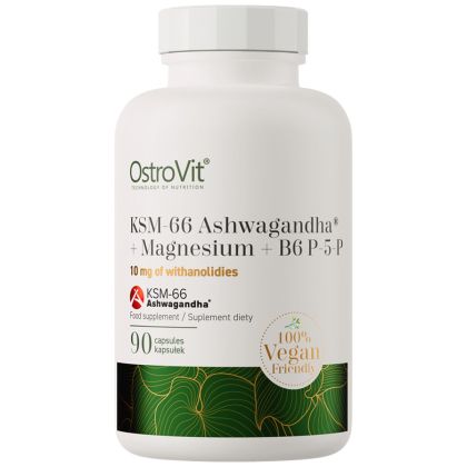 OstroVit  KSM-66 Ashwagandha® + Magnesium + B6 P-5-P  [90 капсули, 45 Дози]