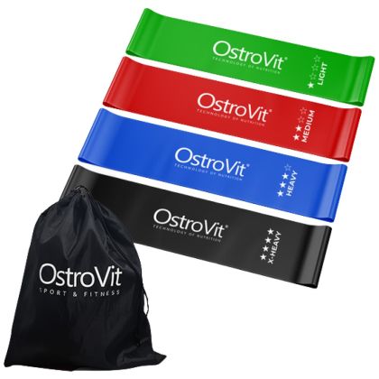 OstroVit  Комплект непрекъснати тренировъчни ластици | с чанта  [4 бр.]
