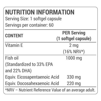 Dorian Yates Nutrition  Omega-3 Fish Oil / Highly Concentrated  [60 Гел капсули, 60 Дози]