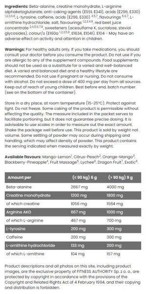 FA Nutrition  Pre Energizer / Next-Gen Pre-Workout  [9 грама, 1 Доза]