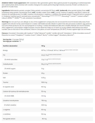 Kevin Levrone  Black Line / Anabolic Mass Gainer  [7000 грама, 70 Дози]