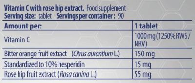 Kevin Levrone  Vitamin C 1000 / with Rose Hips and Bitter Orange  [90 Таблетки, 90 Дози]