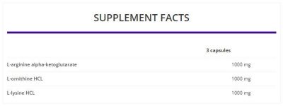 OstroVit  AOL 3000 mg / Arginine Ornithine Lysine  [120 капсули, 40 Дози]