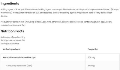 OstroVit  Bacopa Monnieri  [90 Таблетки, 90 Дози]