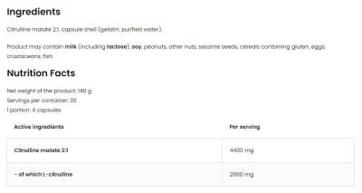OstroVit  Citrulline 4400 | Citrulline Malate Caps  [120 капсули, 30 Дози]