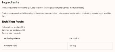 OstroVit  CoQ10 / Ubichinon 100 mg  [100 капсули, 100 Дози]