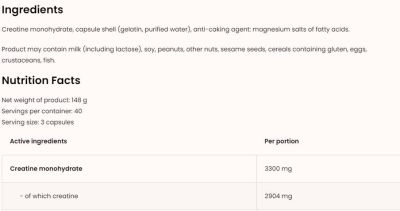 OstroVit  Creatine Monohydrate 3300  [400 капсули, 133 Дози]
