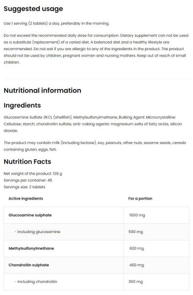 OstroVit  Glucosamine + MSM + Chondroitin  [90 Таблетки, 45 Дози]