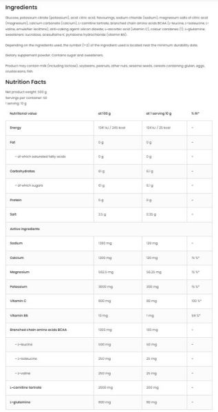 OstroVit  Isotonic Powder + BCAA, L-Carnitine, L-Glutamine  [500 грама, 50 Дози]