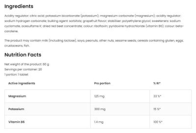 OstroVit  Magnesium + Potassium + B6 | Effervescent  [20 разтворими таблетки, 20 Дози]