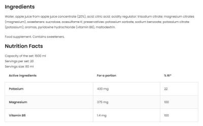 OstroVit  Magnesium Shot / with Potassium + B6  [20 x 80 мл, 20 Дози]