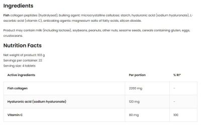OstroVit  Marine Collagen / + Hyaluronic Acid and Vitamin C  [90 Таблетки, 22 Дози]