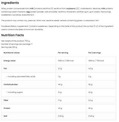 OstroVit  Mass Bulk | High Carbohydrate & High Protein Gainer  [700 грама, 7 Дози]
