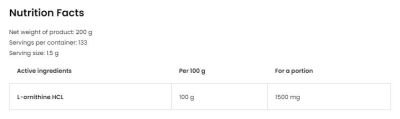 OstroVit  Ornithine Powder  [200 грама, 133 Дози]