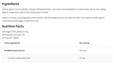 OstroVit  Rhodiola Rosea 150 mg / Vege  [120 Таблетки, 120 Дози]