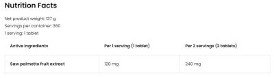 OstroVit  Saw Palmetto Extract 120 mg | Vege  [360 Таблетки]