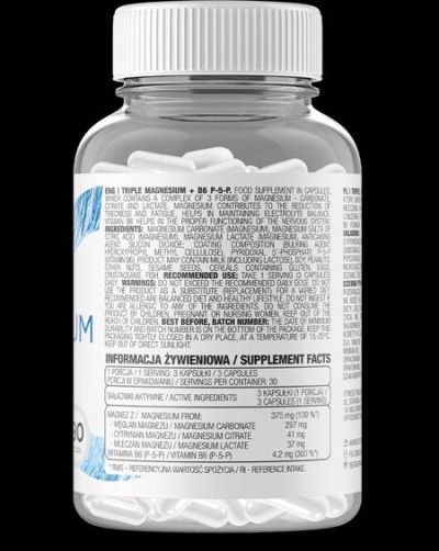 OstroVit  Triple Magnesium + B6 P-5-P  [90 капсули, 30 Дози]