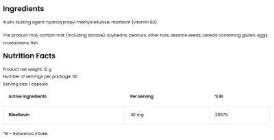 OstroVit  Vitamin B2 Riboflavin 40 mg  [60 капсули, 60 Дози]