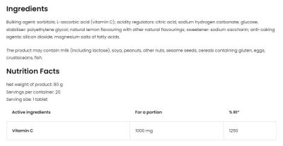 OstroVit  Vitamin C 1000 mg / Effervescent  [20 разтворими таблетки, 20 Дози]