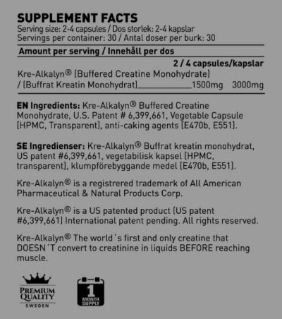 SWEDISH Supplements  Kre-Alkalyn 750 mg  [120 капсули, 30 Дози]